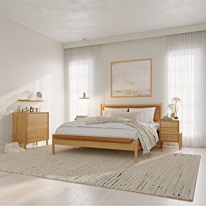 Finn Meşe Karyola 160x200 Deri