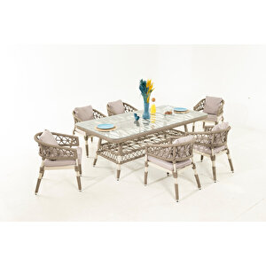 Rope Bahçe Balkon Masa  Takimi  6 Ki̇şi̇li̇k