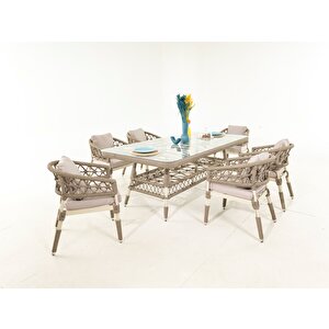 Rope Bahçe Balkon Masa  Takimi  6 Ki̇şi̇li̇k