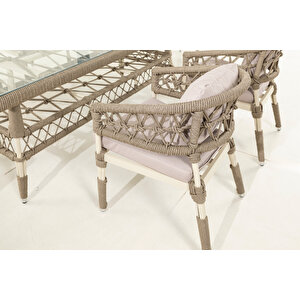 Rope Bahçe Balkon Masa  Takimi  6 Ki̇şi̇li̇k