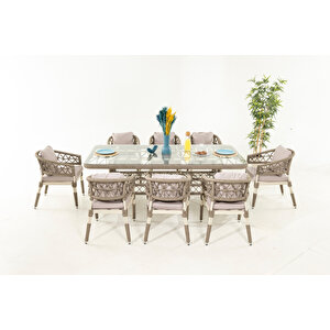 Rope Bahçe Balkon Masa Takimi 8 Ki̇şi̇li̇k