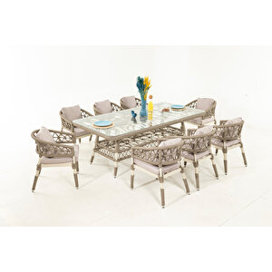 Rope Bahçe Balkon Masa Takimi 8 Ki̇şi̇li̇k