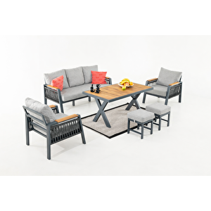 Ocean Bahçe Balkon Oturma Grubu 3+1+1+masa+2 Puf