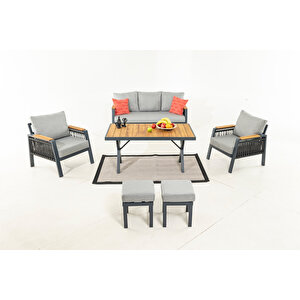 Ocean Bahçe Balkon Oturma Grubu 3+1+1+masa+2 Puf