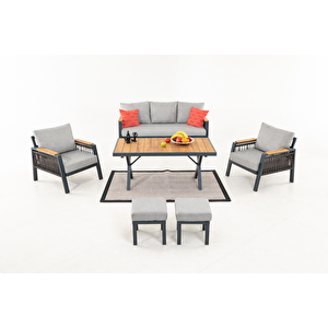 Ocean Bahçe Balkon Oturma Grubu 3+1+1+masa+2 Puf