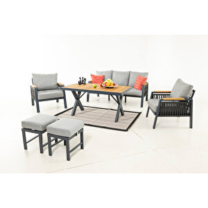 Ocean Bahçe Balkon Oturma Grubu 3+1+1+masa+2 Puf