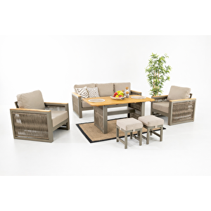 Alex Alüminyum Bahçe Balkon Oturma Grubu Cappucino