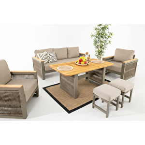 Alex Alüminyum Bahçe Balkon Oturma Grubu Cappucino