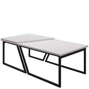 Verona İkili Orta Sehpa – Modern Tasarım Metal Ayaklı Sehpa Seti, Beyaz