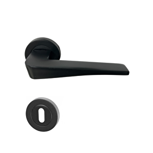 Hira Yasmin Alüminyum Yuvarlak Rozetli Kapı Kolu Mat Siyah Oda