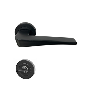 Hira Yasmin Alüminyum Yuvarlak Rozetli Kapı Kolu Mat Siyah Wc