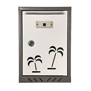 Posta Kutusu Akşan Marka Palmiye Desenli Metal Beyaz-gri