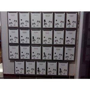 Posta Kutusu Akşan Marka Palmiye Desenli Metal Beyaz-gri