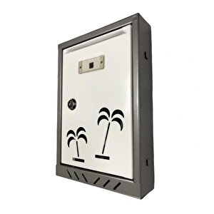 Posta Kutusu Akşan Marka Palmiye Desenli Metal Beyaz-gri