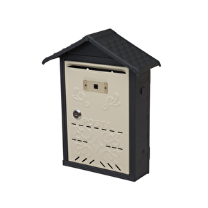 Akşan Metal Çatılı İlan Posta Kutusu Dış Mekan Krem-antrasit