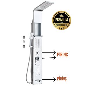 Paslanmaz Çelik Gümüş Renk Duş Paneli, Robot Duş, Duş, Duş Fiskiyesi, Masajlı Duş Seti