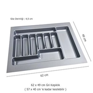 2 Adet Çekmece İçi Kaşıklık 62 X 49 Cm Gri Mutfak Çekmece Düzenleyici