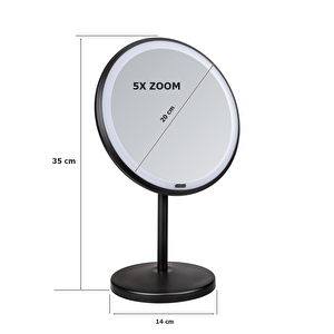 Wenko Masa Üstü Led Kozmetik Makyaj Aynası 5x Zoom Siyah
