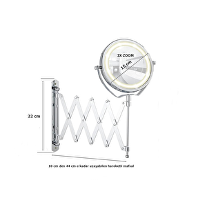 Wenko Mafsallı Led Kozmetik Makyaj Aynası 3x Zoom Krom