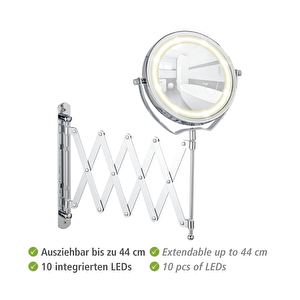 Wenko Mafsallı Led Kozmetik Makyaj Aynası 3x Zoom Krom