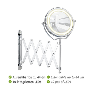 Wenko Mafsallı Led Kozmetik Makyaj Aynası 3x Zoom Krom