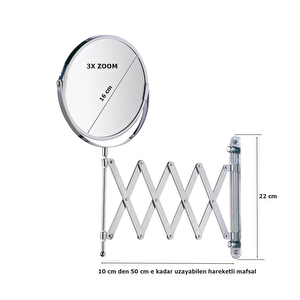 Wenko Mafsallı Ayarlanabilir Makyaj Aynası 3x Zoom Krom