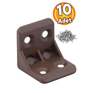 Mobilya Eşya Dolap Köşebent Bağlantı Sabitleme Sabitleyici L Gönye 25x25x25 Mm Kahverengi (10 Adet)