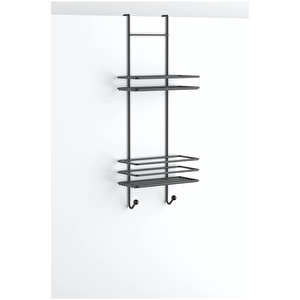 Tekno Tel Lm-065 Asmalı 2 Katlı Düz Banyo Duşakabin Rafı Siyah