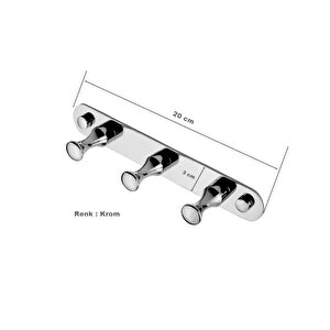 Ruby Banyo Askısı 3 Lü Askılık Bornozluk Paslanmaz Krom