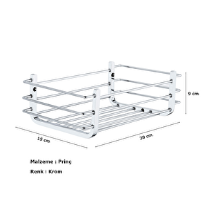Yatay Prinç Süngerlik Şampuanlık Krom Paslanmaz 30x15 Cm
