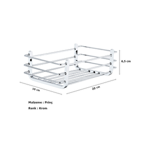 Yatay Prinç Süngerlik Şampuanlık Krom Paslanmaz 20x10 Cm