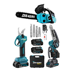 3'lü Set 25cc Benzinli Odun Ağaç Kesme Motoru 21v Akülü Dal Budama Makası Ve Testere