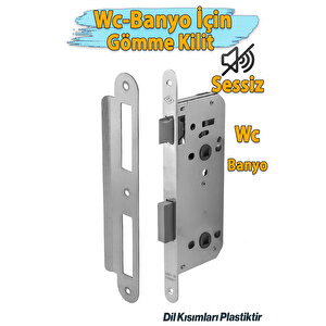 Banyo Wc Sessiz Kapı Gömme Kilidi 45 Mm İç Silindirsiz Barelsiz Dayanıklı Metal Kilit Mekanizması