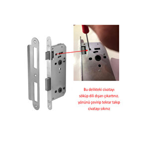 Banyo Wc Sessiz Kapı Gömme Kilidi 45 Mm İç Silindirsiz Barelsiz Dayanıklı Metal Kilit Mekanizması