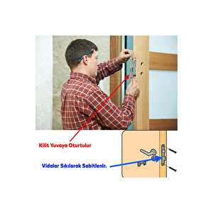 Banyo Wc Sessiz Kapı Gömme Kilidi 45 Mm İç Silindirsiz Barelsiz Dayanıklı Metal Kilit Mekanizması