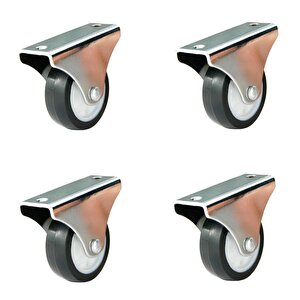 4 Adet Hts Sabit Tablalı Mobilya Tekeri Tekerlek Çap : 40 Mm Kod : 114