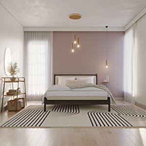 Finn Siyah Karyola 160x200 Ahşap/fitilli Kadife