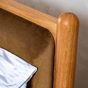 Finn Meşe Karyola 160x200 Ahşap/kadife