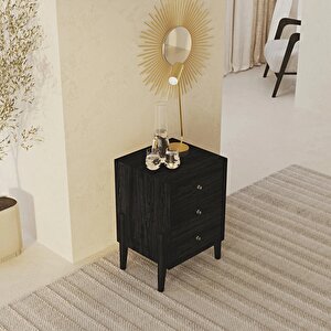 Fil Siyah 3 Çekmeceli Komodin