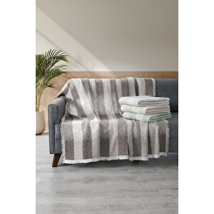 Jakarlı Koltuk Örtüsü 180x240 Cm Kahverengi