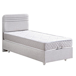 Mila İkili Set, Mila Tek Kişilik Baza Başlık Seti - Açık Gri 90x200 cm