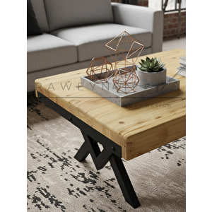 Walnut Doğal Ahşap Orta Sehpa 100x100 Natürel