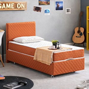 Luka İkili Set, Tek Kişilik Baza Başlık Seti - Turuncu 90x190 cm