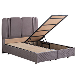 Paul İkili Set, Çift Kişilik Baza Başlık Seti - Antrasit 150x200 cm