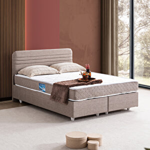 Mila İkili Set, Mila Çift Kişilik Baza Başlık Seti - Açık Kahve 180x200 cm