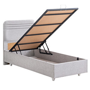 Mila Tek Kişilik Baza Başlık Orthosoft Yatak Seti - Açık Gri 90x190 cm
