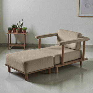 Pia Tekli Koltuk + Puf Sütlü Kahve Sütlü Kahve