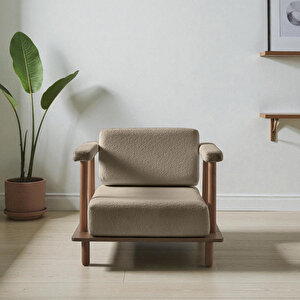 Pia Tekli Koltuk + Puf Sütlü Kahve Sütlü Kahve