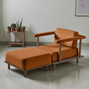 Pia Tekli Koltuk + Puf Turuncu Turuncu