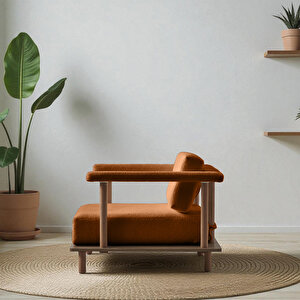 Eymense Pia Tekli Koltuk + Puf Turuncu